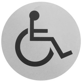 Targhetta wc disabili in alluminio spazzolato fissaggio con biadesivo