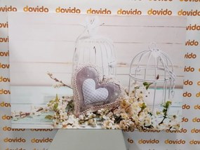 Quadro su tela – Cuoricino vintage e lanterne