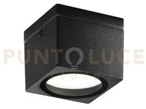 Plafoniera tower nera quadrata 1 luce attacco gx53 ip54 9x9x7,2cm
