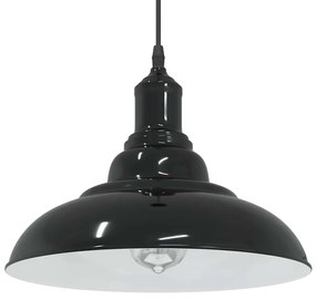 Lampada A Sospensione Regolabile E27 Nero Lucido Ø31 Cm Metallo /