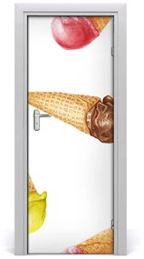 Adesivo per porta interna Gelato in waffle 75x205 cm