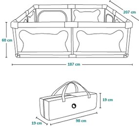 Lionelo - Box giochi WILLOW XL grigio