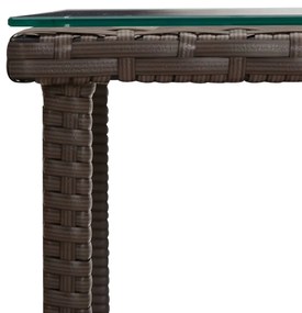 Tavolino marrone 45x45x45 cm polyrattan e vetro temperato