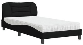 Letto con materasso nero 100x200 cm in tessuto