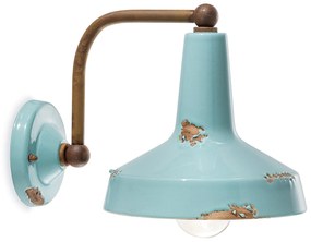 Applique Vintage Ceramica Azzurra Curva 1 Luce E27