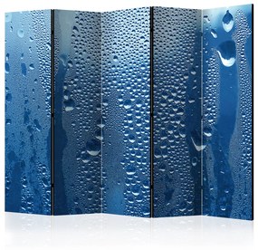 Paravento separè Gocce d'acqua su vetro blu II (5-parti) - semplice composizione