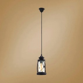 Lampadario Country charm Bradford nero paralume trasparente E27 Ø13cm EGLO