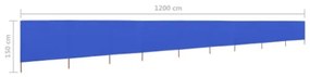 Paravento a 9 Pannelli in Tessuto 1200x120 cm Azzurro