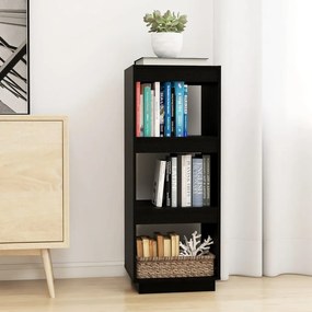 Libreria/divisorio nero 40x35x103 cm in legno massello di pino