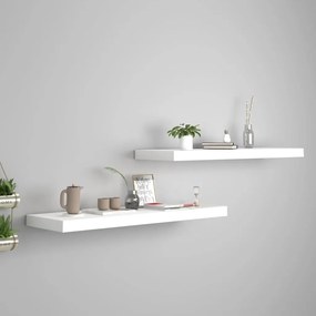 Scaffali A Parete 2 Pz Bianchi 80x23,5x3,8 Cm İn Mdf /