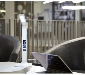 Immax 08934L - Lampada LED da tavolo con display KINGFISHER LED/9W/230V bianco