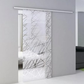 Porta scorrevole reversibile Armonia in alluminio grigio, L 96 x H 215 cm, con binario Atena