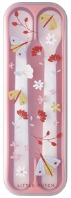 Posate di plastica per bambini in bianco e rosa chiaro 2 pz. Flowers &amp; butterflies - Mepal