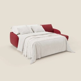 Ninfea Divano Letto Angolare con Penisola Contenitore e Materasso H18 cm - piedini in metallo e Tessuto impermeabile T03 rosso