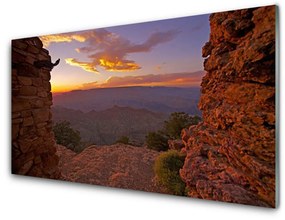 Quadro in vetro Roccia Nuvole Cielo Paesaggio 100x50 cm