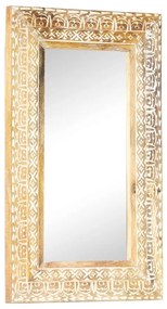 Specchio Intagliato a Mano 80x50x2,6 cm in Massello di Mango