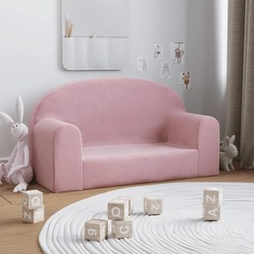 Divano Per Bambini A 2 Posti Rosa İn Morbido Peluche /