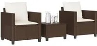 Set Bistr 3 pz con Cuscini Marrone in Polyrattan 4003897