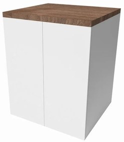 Mobile multiuso con due ante 79x65x91 cm effetto legno e bianco Wanda