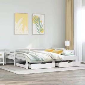 Dormeuse letto estraibile e cassetti bianco 90x200cm legno pino