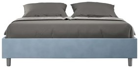 Letto contenitore da 160x200 in microfibra azzurro Azelia