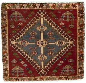 Shiraz Tappeto 60x60 Rosso (Iran) Annodato A Mano