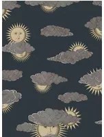 Cole & Son Carta da parati Soli e Nuvole - Gold/ Silver on Charcoal