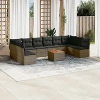 Set Divani da Giardino 11 pz con Cuscini in Polyrattan Grigio 3256130