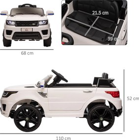 Macchina Elettrica per Bambini con Telecomando Luci LED e Clacson Bianco...