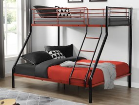 Letto a castello 90 e 140 x 190 cm Acciaio Nero e Rosso + Materasso - ELEVATIO IV