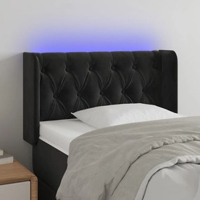 Testiera A Led Nera 83x16x78/88 Cm İn Velluto /
