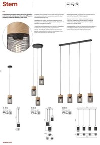 Redo 01-3142 - Lampadario a sospensione con filo STEM 3xE27/42W/230V