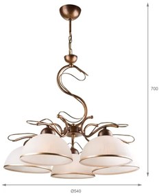 Lampadario a catena COBRA 5xE27/60W/230V bronzo/patina