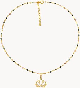 Collana placcata in oro con tourmaline multicolore Neo