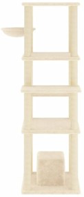 Albero per gatti con tiragraffi in sisal crema 154 cm