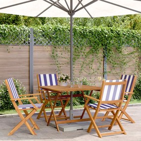 Set Pranzo Giardino 5pz Blu E Bianco Tessuto E Legno Massello /