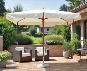 Ombrellone da Giardino 3x3 m Palo Ø48 mm in Legno Vorghini De Lux Ecrù...