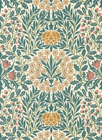Morris & Co Carta da parati Daisy & Oak - Madder/ Teal