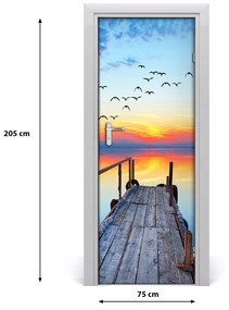 Adesivo per porta interna Molo di legno 75x205 cm