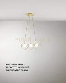 Cube sospensione 3 luci in metallo colore nero opaco cubica con dif...