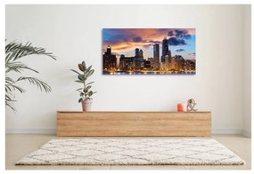 Stampa su tela New York skyline al tramonto, multicolore 140 x 70 cm