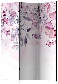 Paravento design Natura nebbiosa - rosa (3 pezzi) - composizione in piante colorate