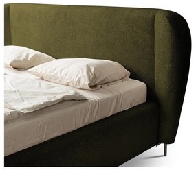 Letto matrimoniale imbottito verde scuro con rete inclusa 140x200 cm Makana – Makamii