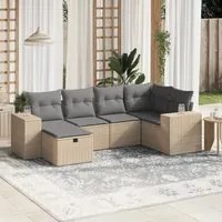 Set Divano da Giardino 6 pz con Cuscini Beige Misto Polyrattan 3264415