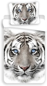 Set copripiumino e federa da bambini bianco/grigio in cotone per letto singolo 140x200 cm White Tiger – Jerry Fabrics