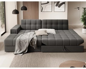 Divano angolare grigio tortora allungabile (con penisola a sinistra/con chaise lounge) con rivestimento in velluto Blezalt – ELTAP