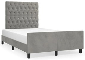 Giroletto Senza Materasso Grigio Chiaro 120x190 Cm Velluto /