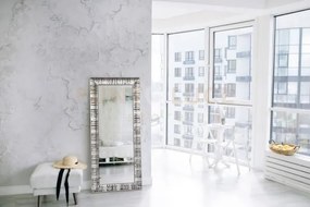Nadja specchio da parete cornice lavorata argento e nero 90x190cm