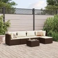 Set Mobili da Giardino 6pz con Cuscini in Polyrattan Marrone 3308065