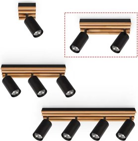 Brilagi - Faretto SELE WOOD 2xGU10/30W/230V nero/legno